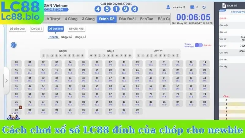Cách chơi xổ số LC88 đỉnh của chóp cho newbie